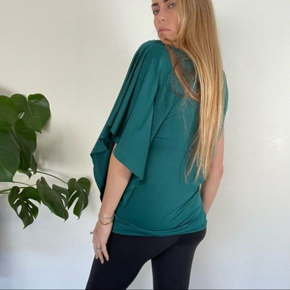 Robbi & Nikki 💚 One Sleeve Blouse Silver Beaded Lined - Picture 10 of 12